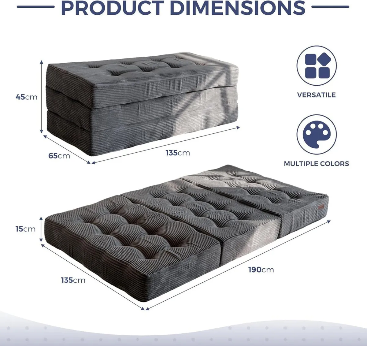 Folding Mattress Comfy Corduroy Foldable - Image 2