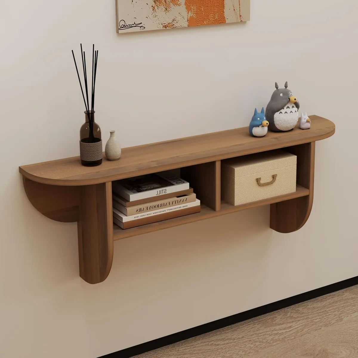 Floating Solid Wood Console Table Wall Mounted - Image 1