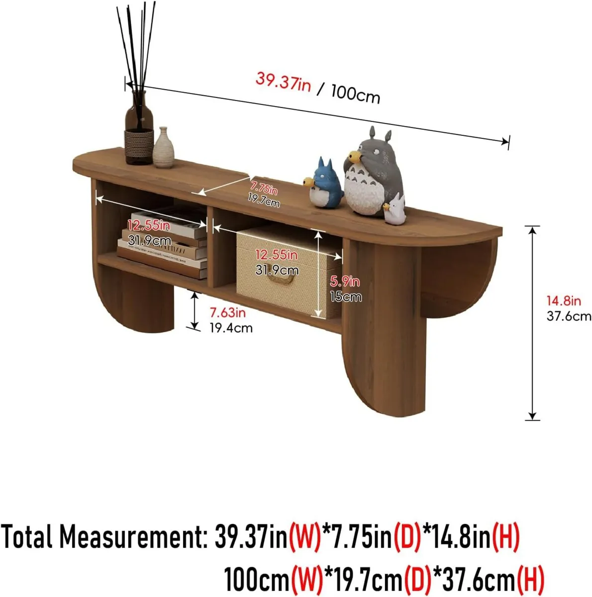 Floating Solid Wood Console Table Wall Mounted - Image 2