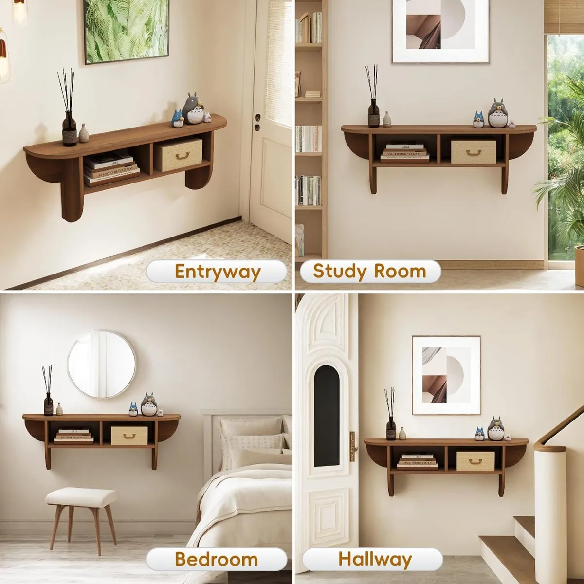 Floating Solid Wood Console Table Wall Mounted - Image 4
