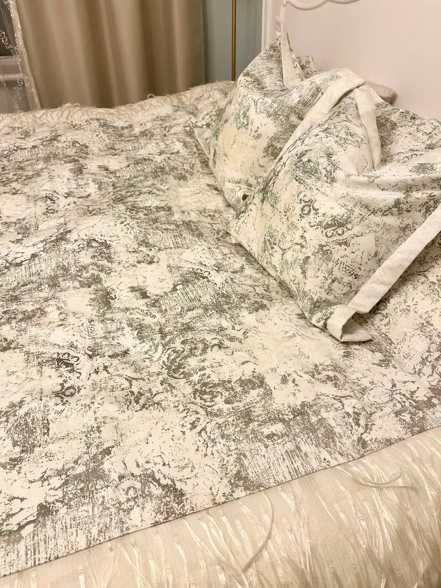 Custom made silk bed throw and pillows - Image 2