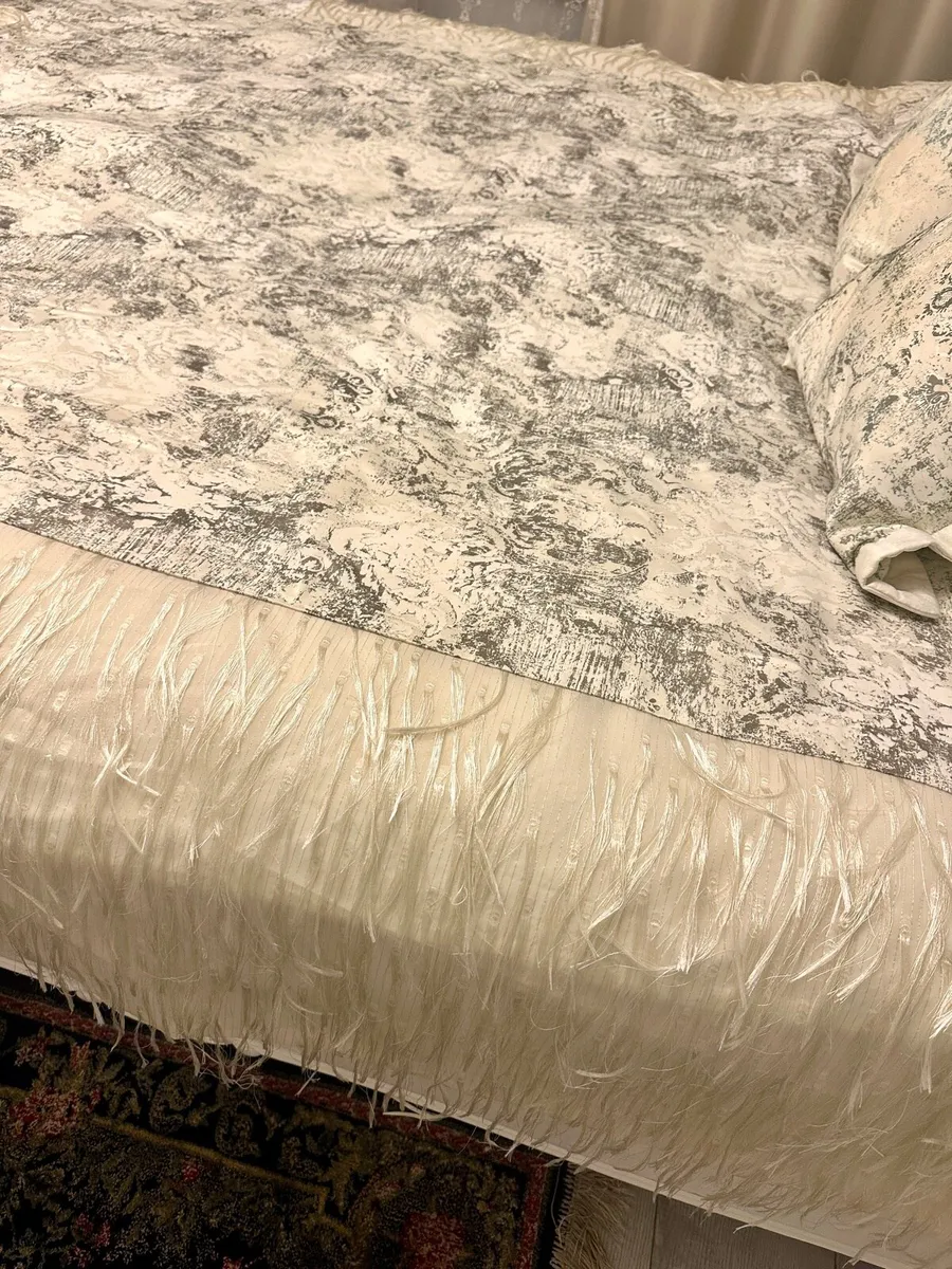 Custom made silk bed throw and pillows - Image 3