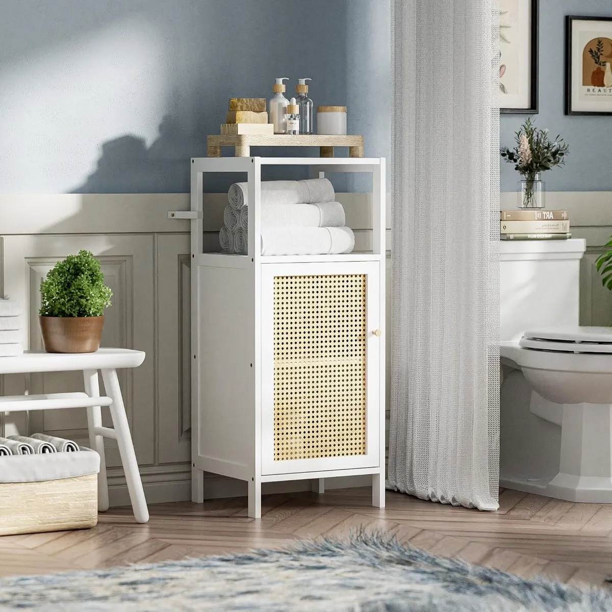 Bamboo Floor Standing Small Bathroom Cabinet - Image 2