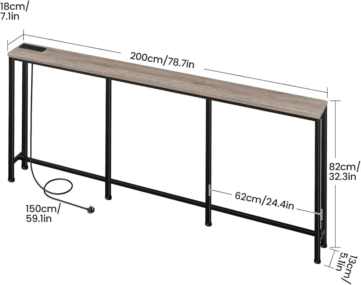 200CM Narrow Console Table with Power Outlet - Image 3