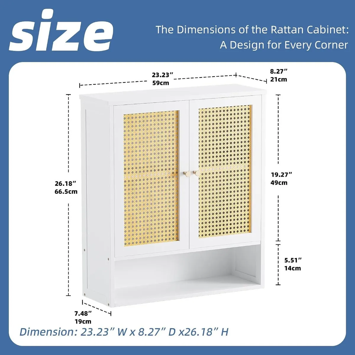Bamboo Medicine Cabinet Rattan Bathroom Wall Over - Image 3