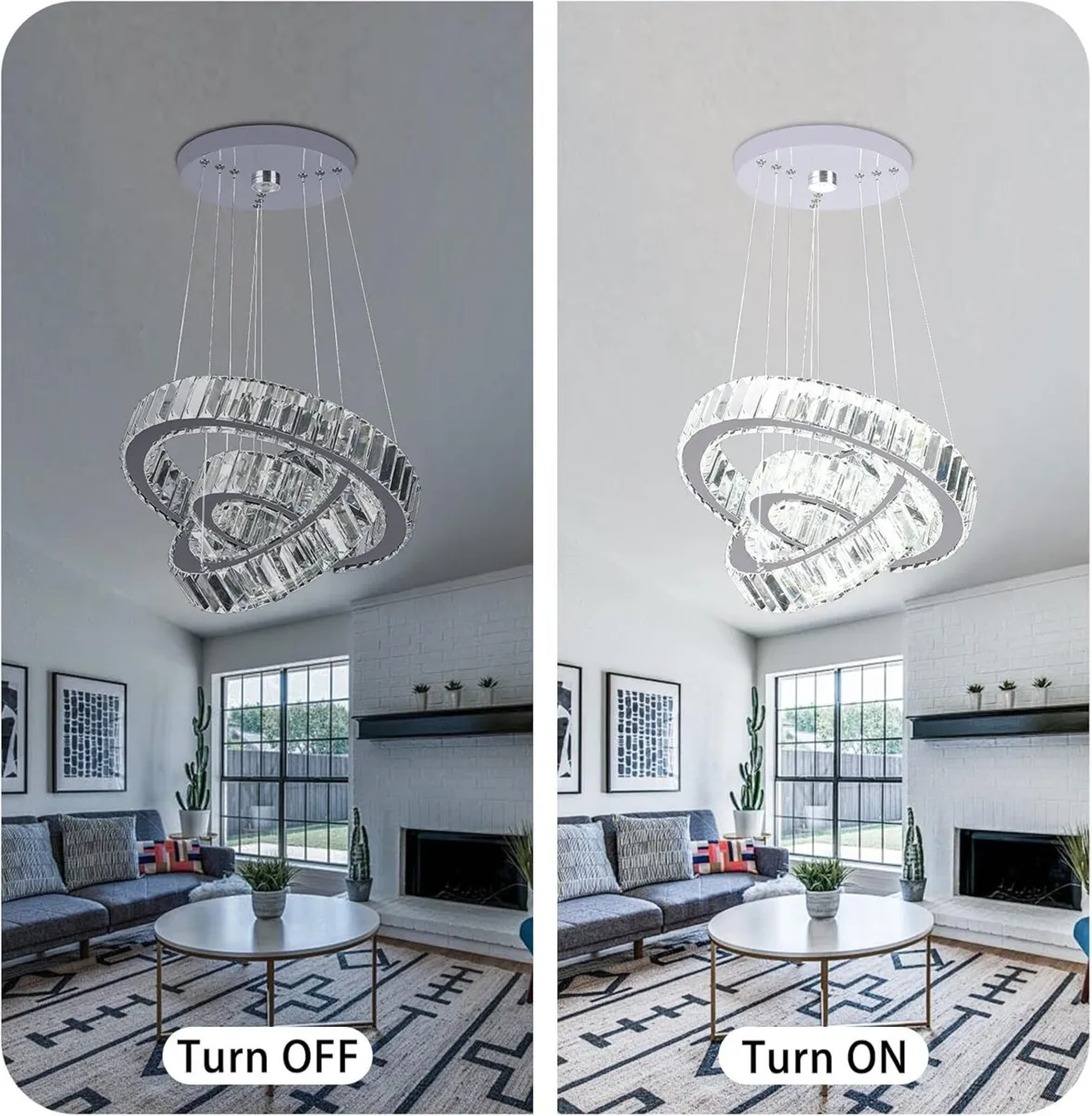 Adjustable 3 Ring Crystal Pendant Chandelier Cool - Image 2