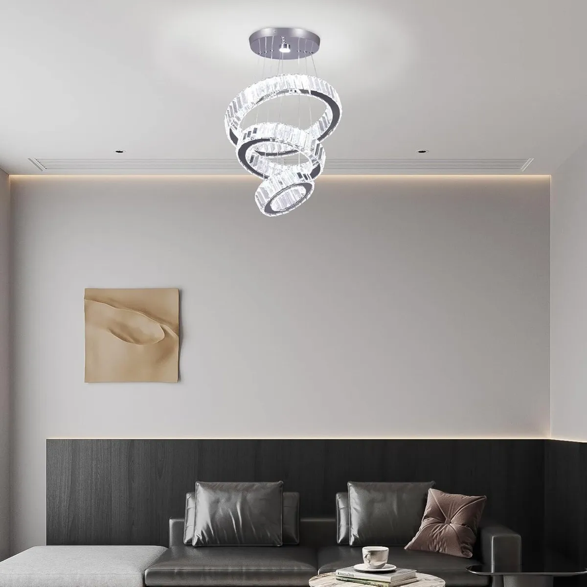 Adjustable 3 Ring Crystal Pendant Chandelier Cool - Image 4