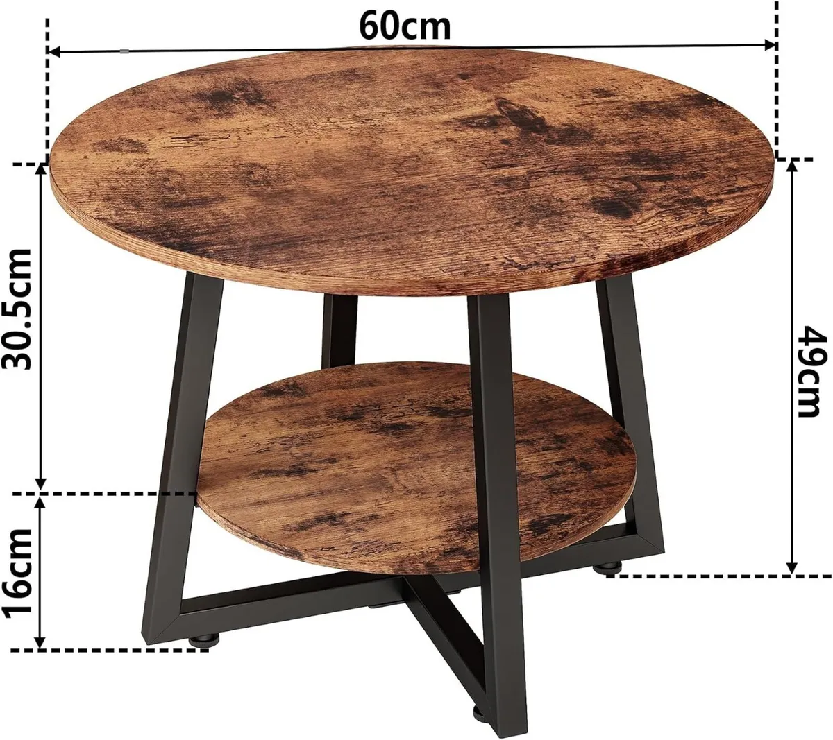 Round Coffee Table with Storage Metal Small - Image 2