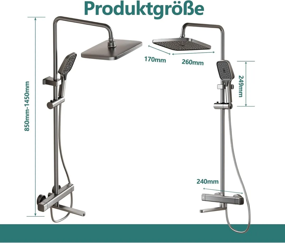 Thermostatic Shower Mixer Set with Adjustable - Image 3