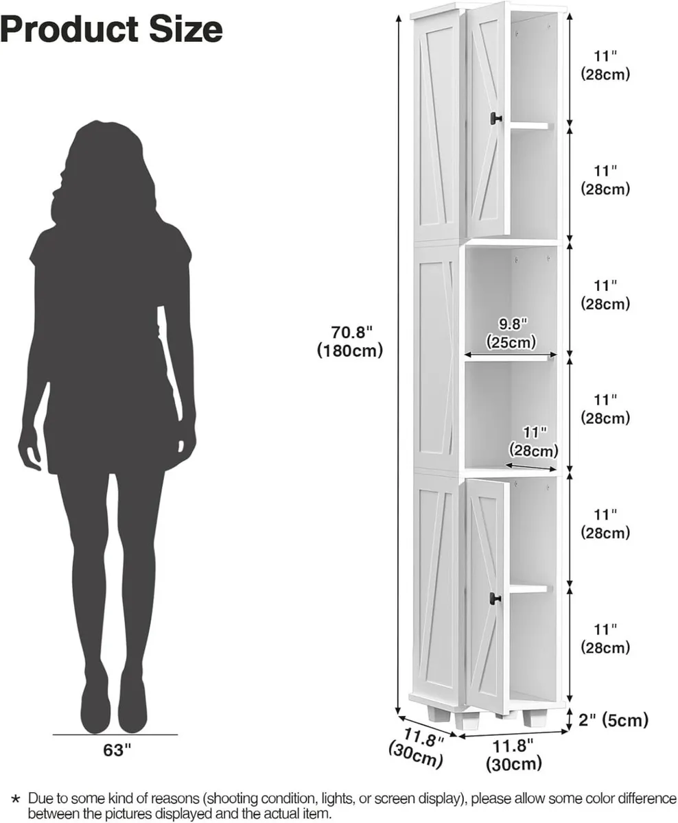 Tall Bathroom Cabinet Storage 180x30x30CM - Image 2