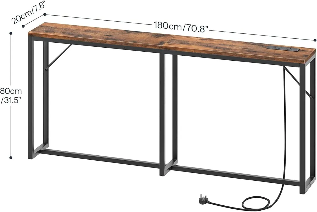 Slim Console Table with Charging Station 180CM - Image 3