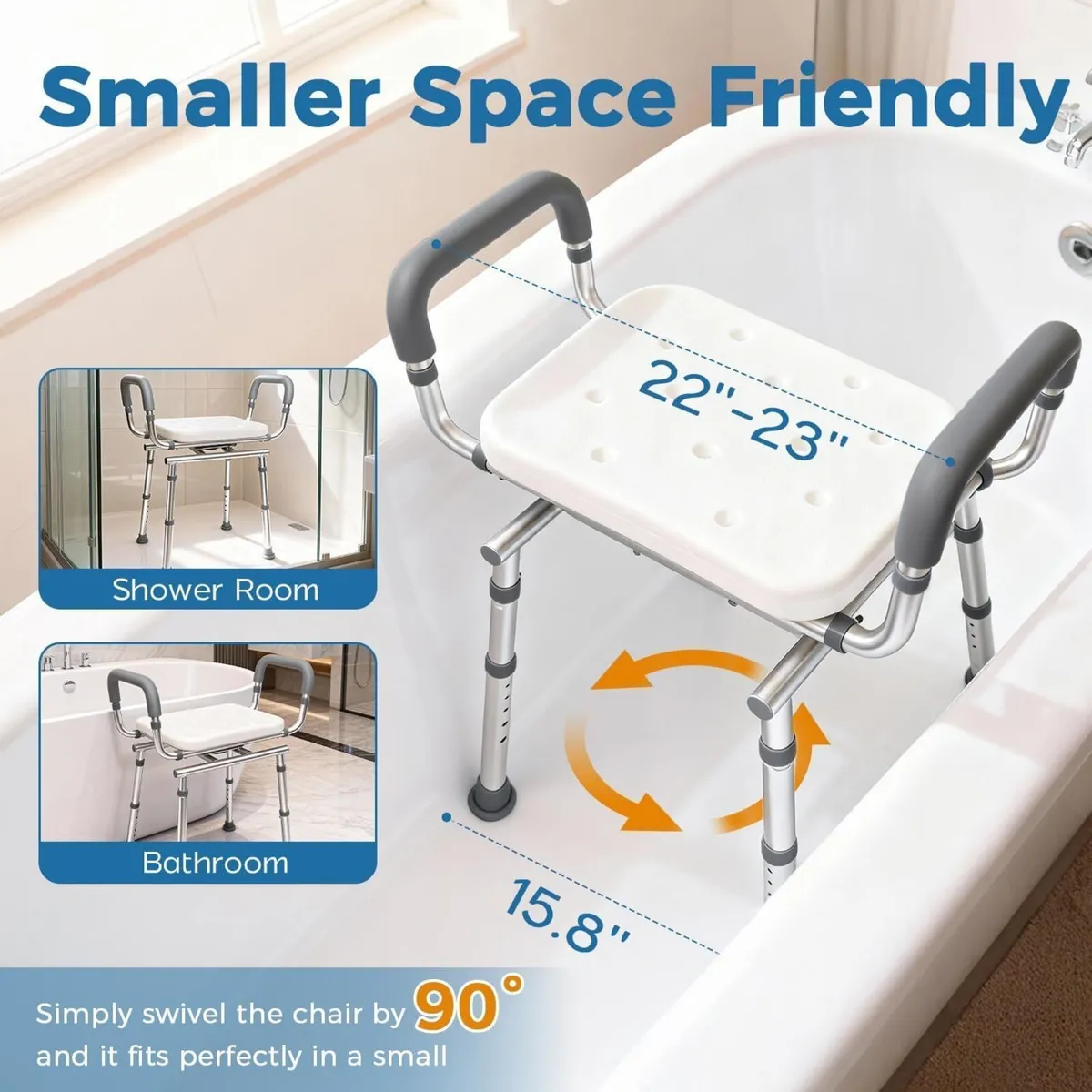 Swivel Shower Chair with Arms 350 Lb 159 - Image 4