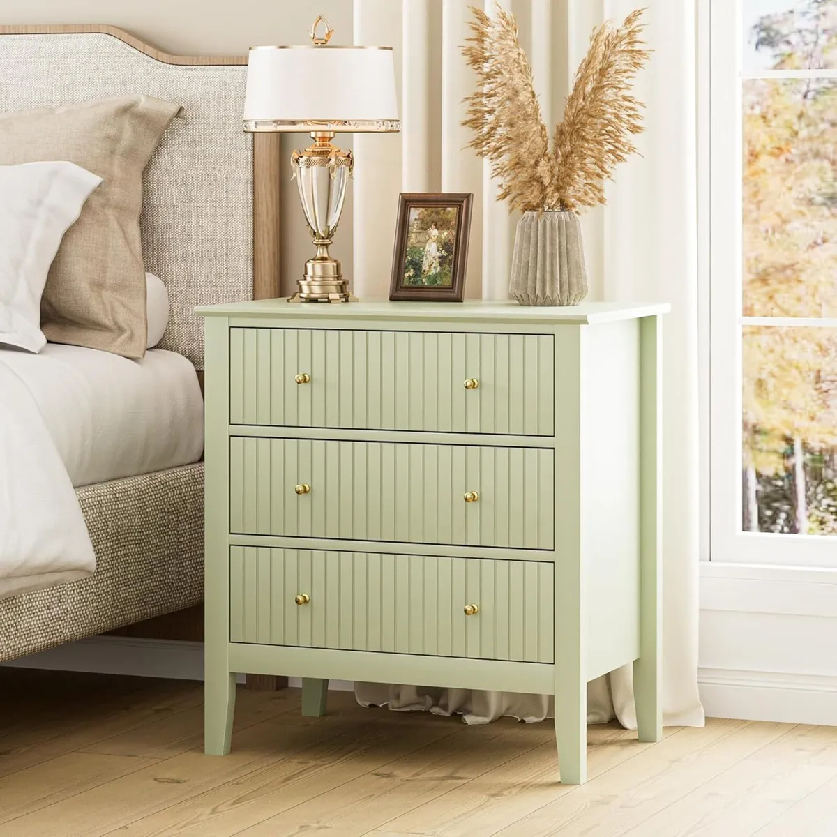 Large Bedside Table Bedroom 3 Drawer Chest - Image 1