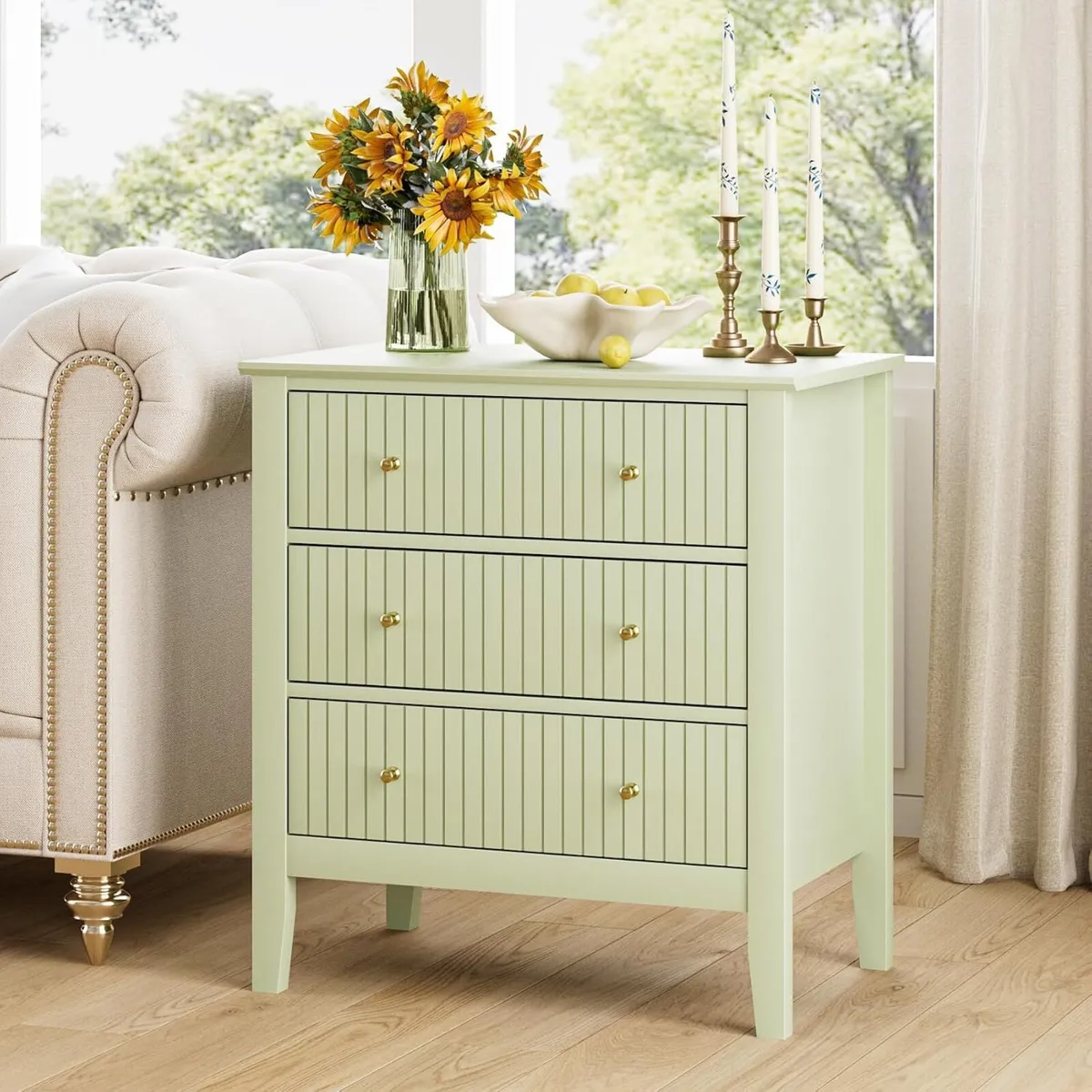 Large Bedside Table Bedroom 3 Drawer Chest - Image 4