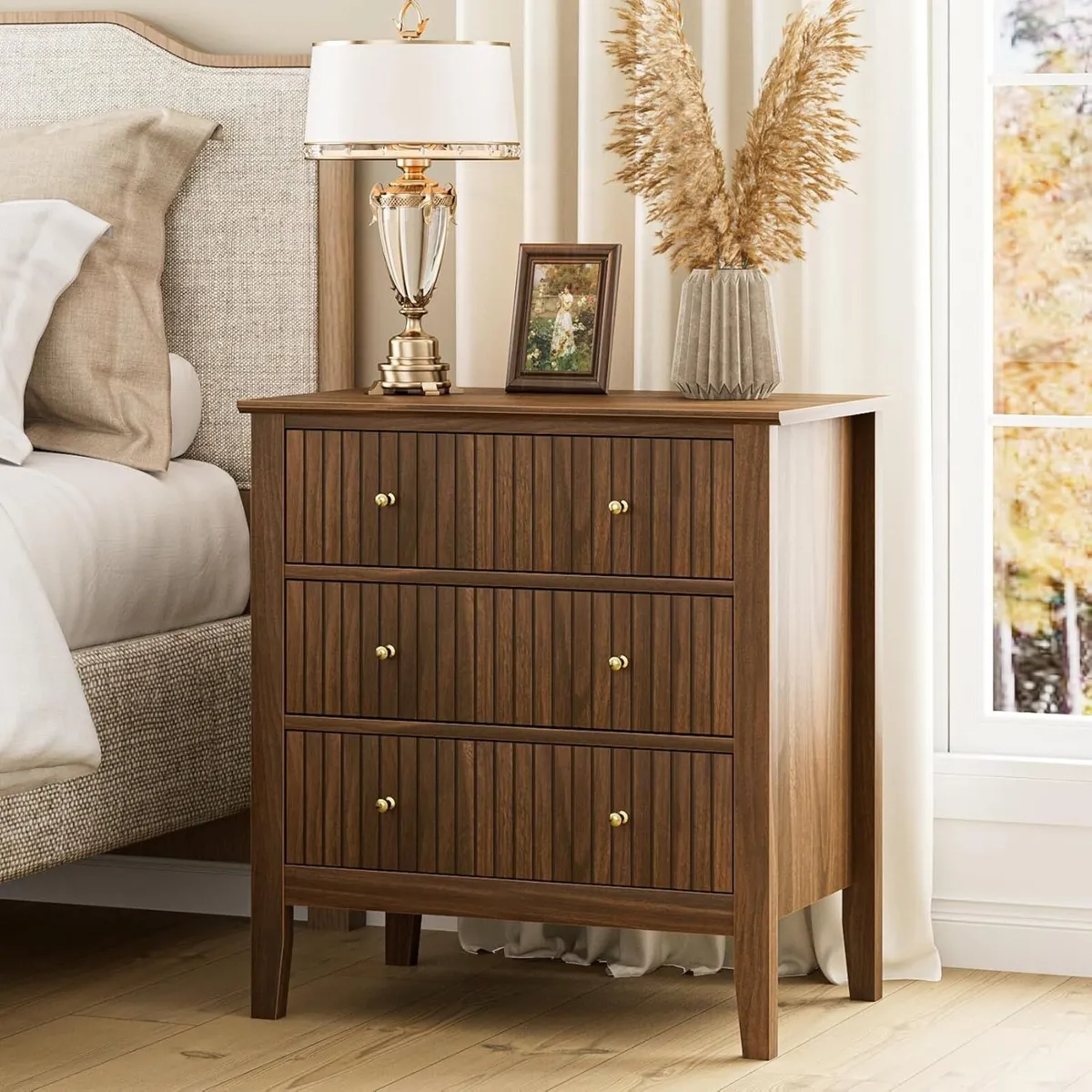 Large Bedside Table Bedroom 3 Drawer Chest - Image 1