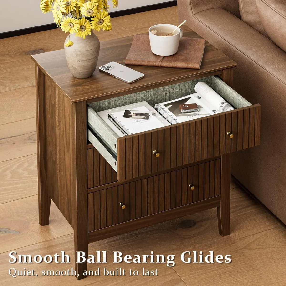 Large Bedside Table Bedroom 3 Drawer Chest - Image 3