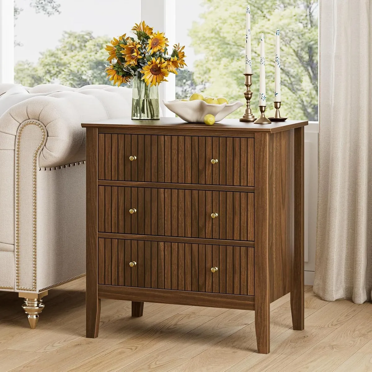 Large Bedside Table Bedroom 3 Drawer Chest - Image 4