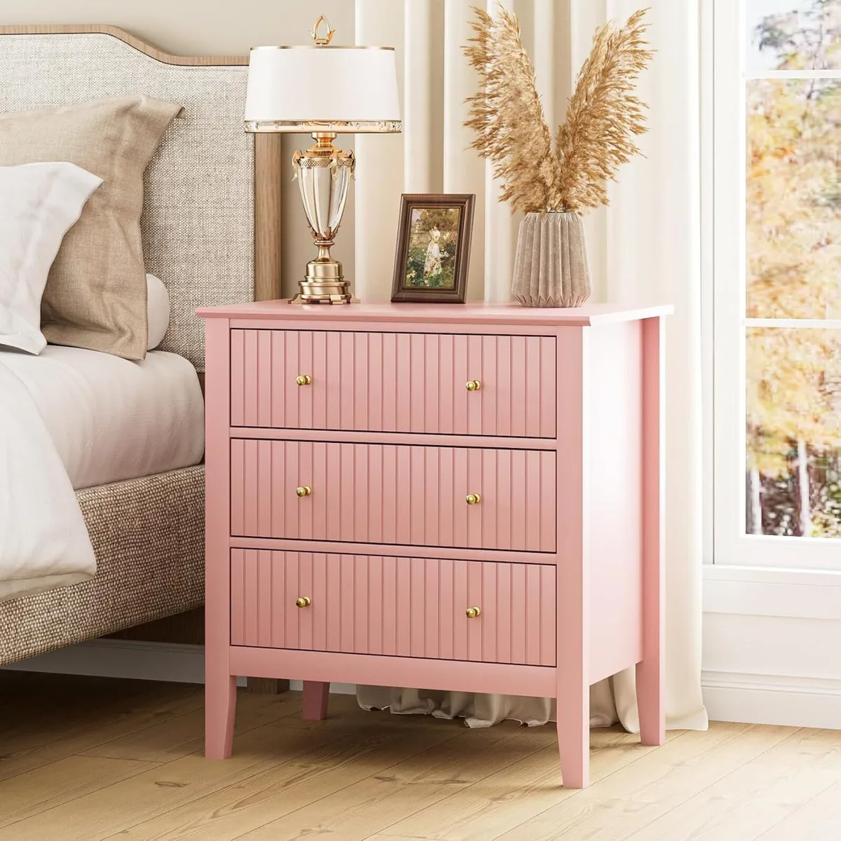 Large Bedside Table Bedroom 3 Drawer Chest - Image 1