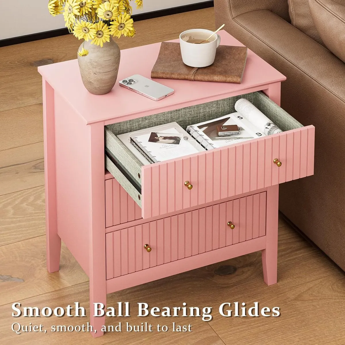 Large Bedside Table Bedroom 3 Drawer Chest - Image 3