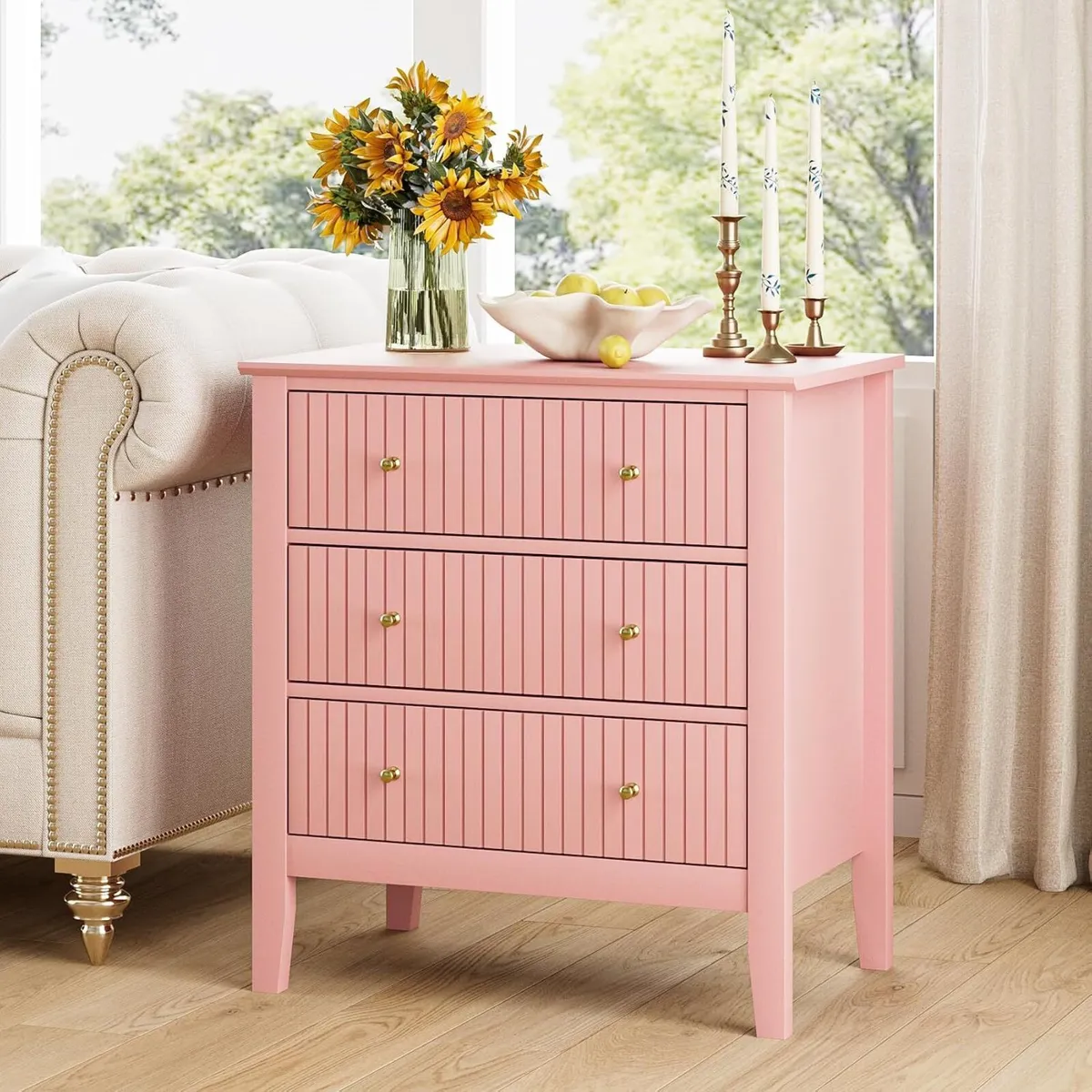 Large Bedside Table Bedroom 3 Drawer Chest - Image 4