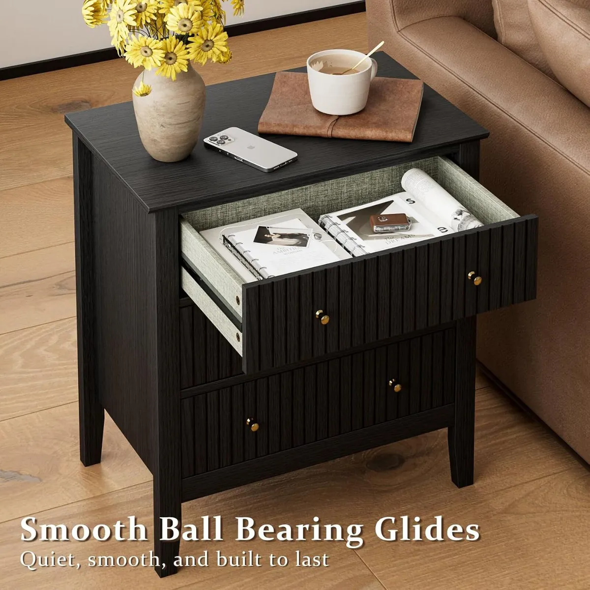 Large Bedside Table Bedroom 3 Drawer Chest - Image 3