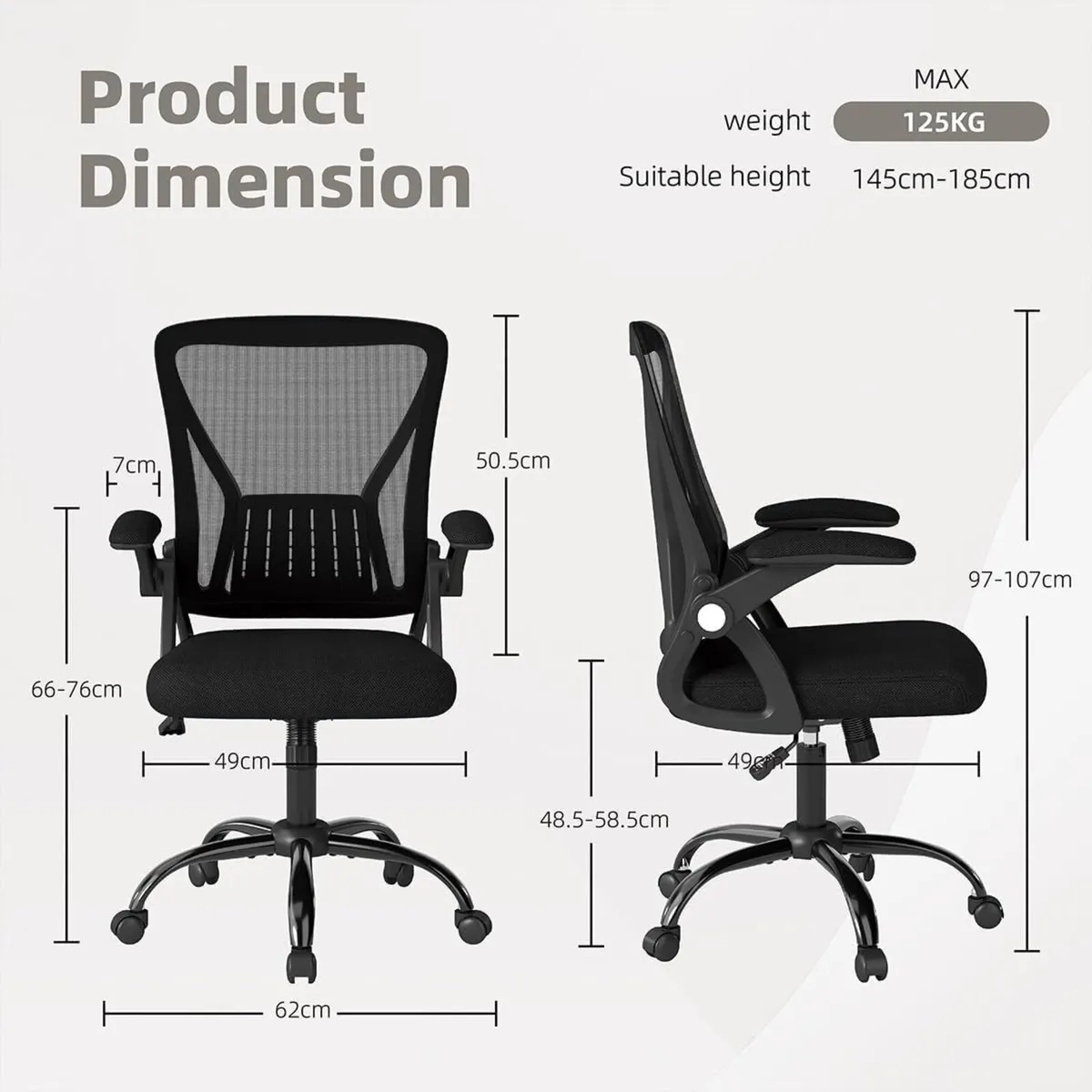 Ergonomic Mesh Office Chair Adjustable Armrests - Image 3