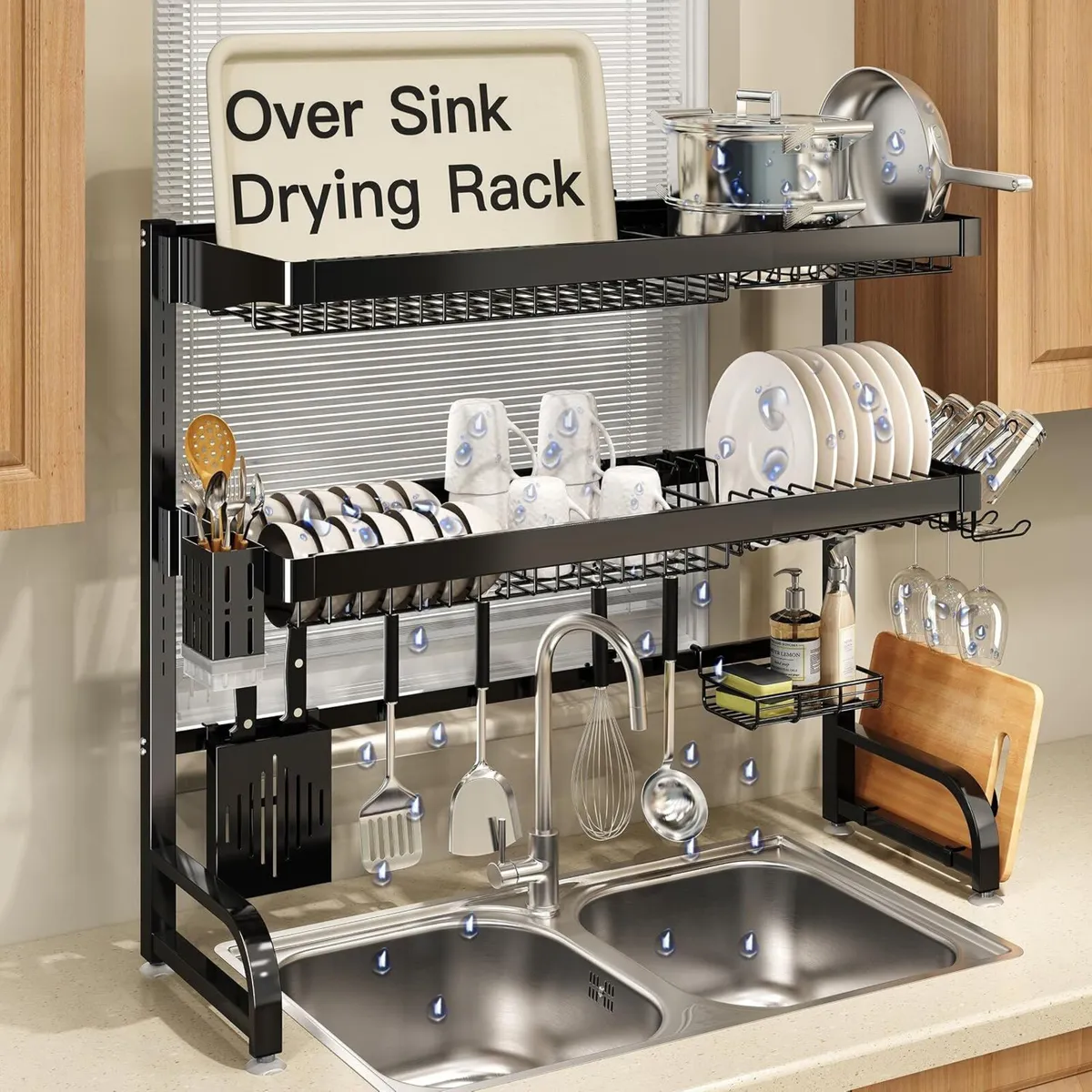 Adjustable Over Sink Dish Drainer Rack Stainless - Image 1