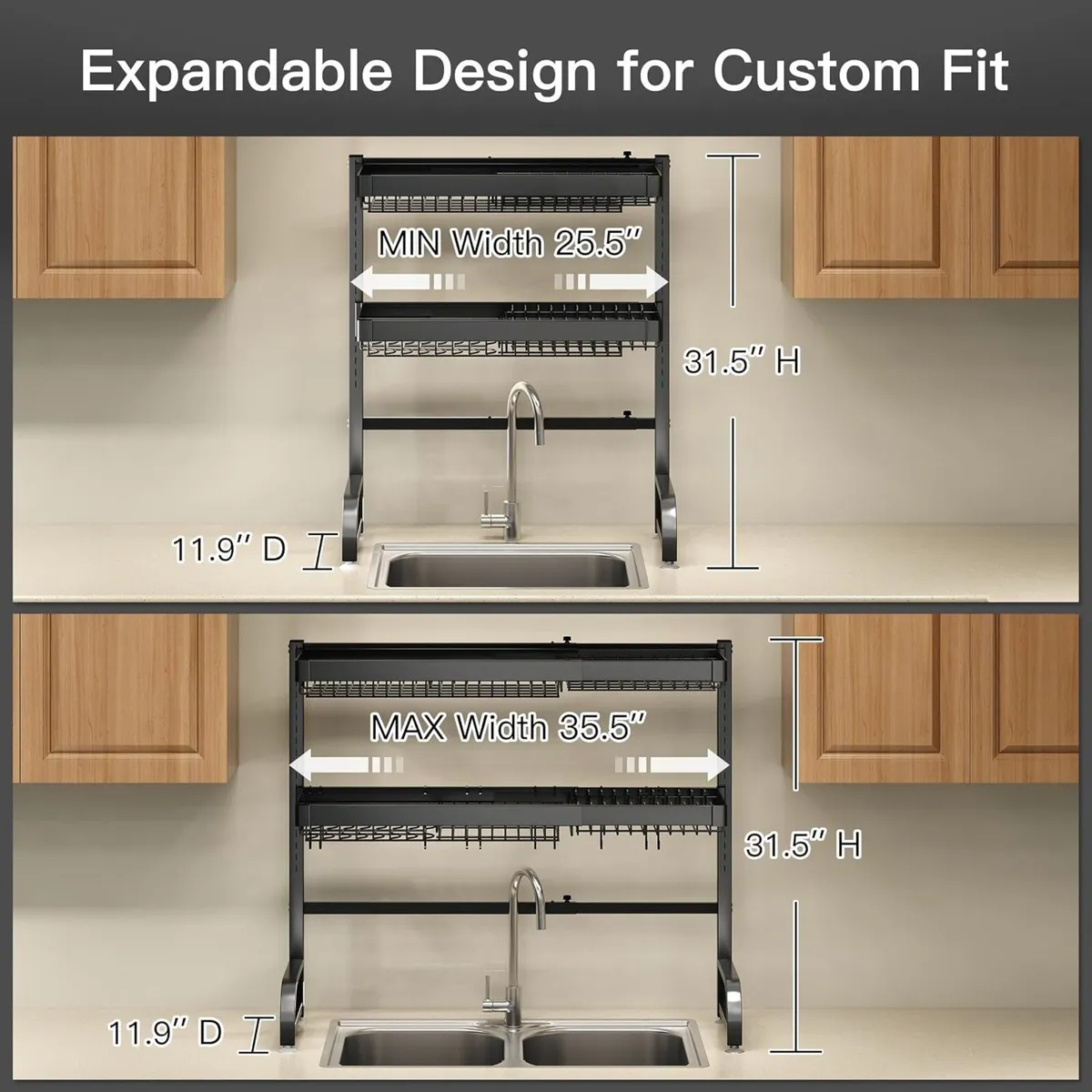 Adjustable Over Sink Dish Drainer Rack Stainless - Image 3