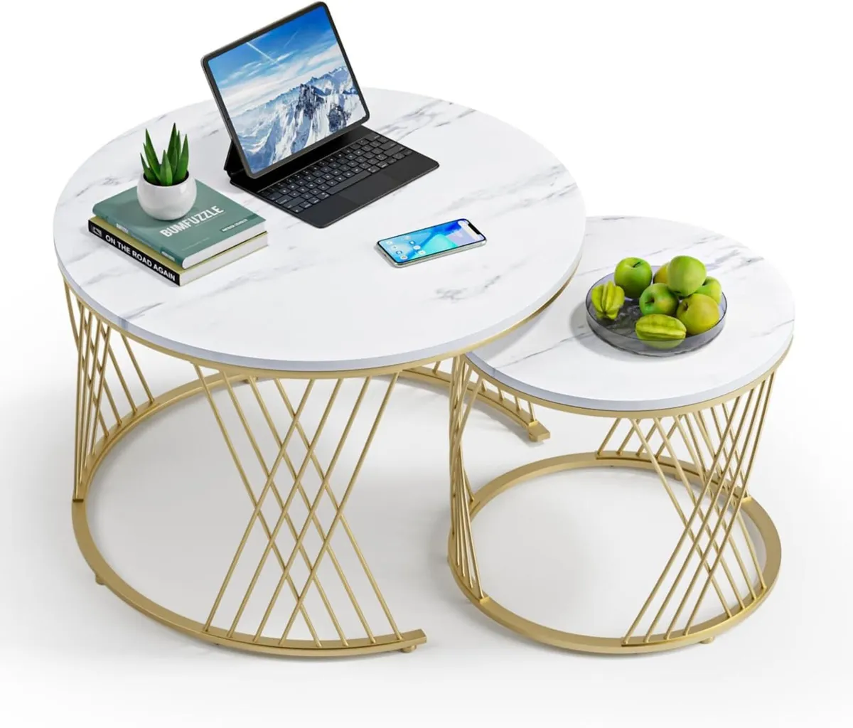 Round Coffee Tables Nesting for Living Room - Image 1