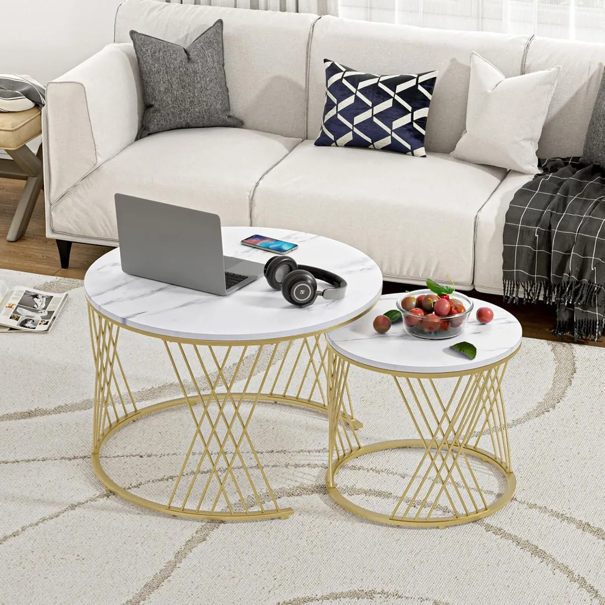 Round Coffee Tables Nesting for Living Room - Image 2