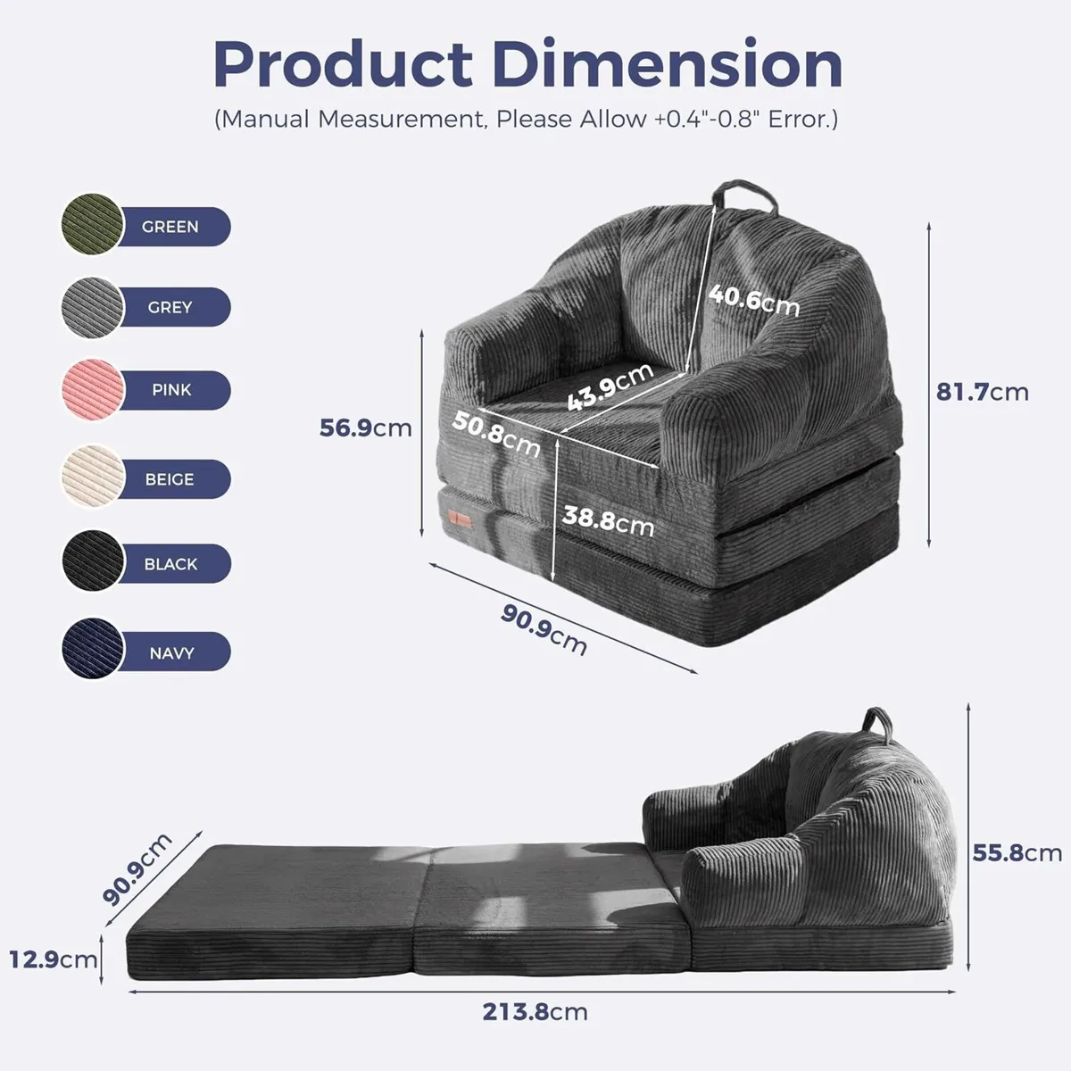 Folding Sofa Bed with Backrest Boneless Fold Out - Image 2
