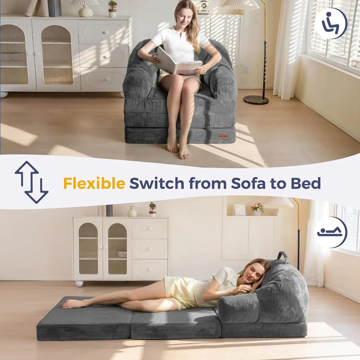 Folding Sofa Bed with Backrest Boneless Fold Out - Image 3