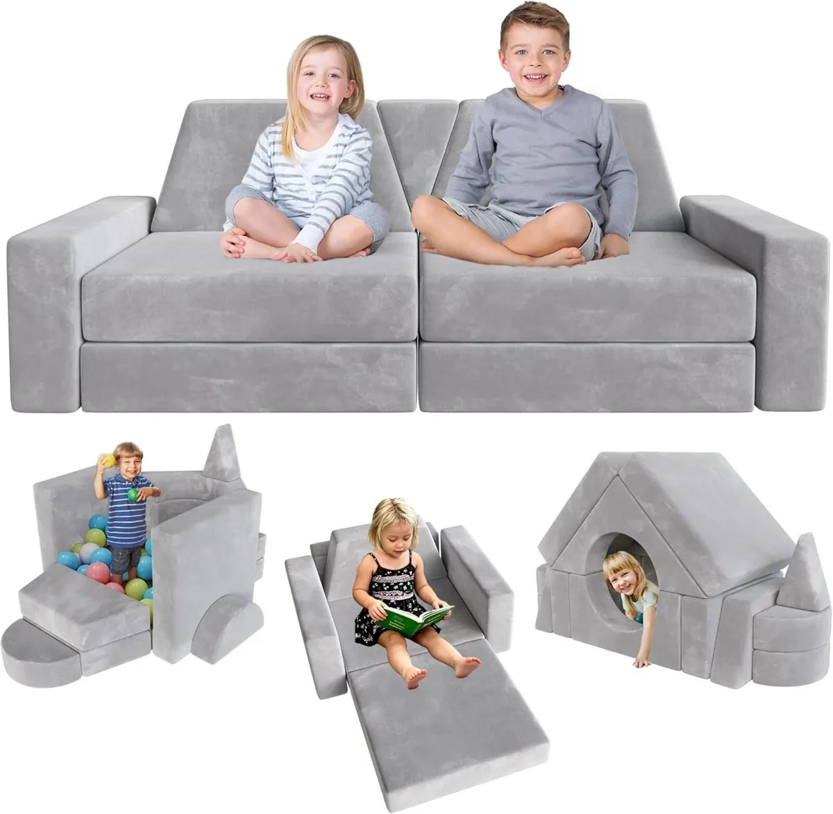 Kids Sofa Play Couch: Bed 15pcs Diy Nugget - Image 1