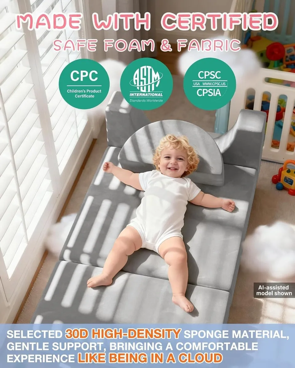 Kids Sofa Play Couch: Bed 15pcs Diy Nugget - Image 4