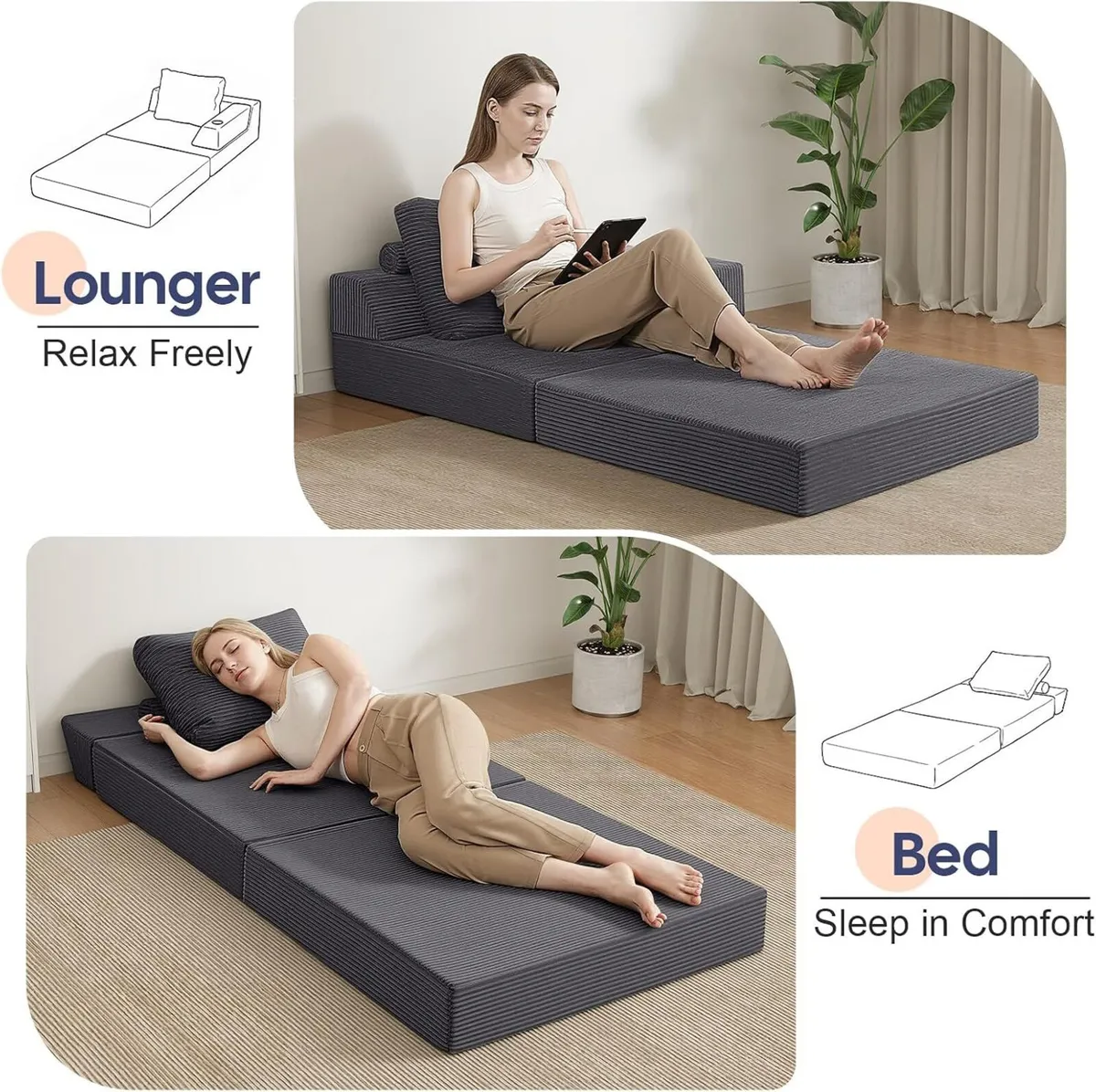Folding Sofa Bed Convertible Boneless Couch - Image 4