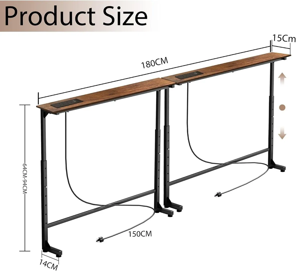 Adjustable Console Table Behind Sofa Rustic - Image 3