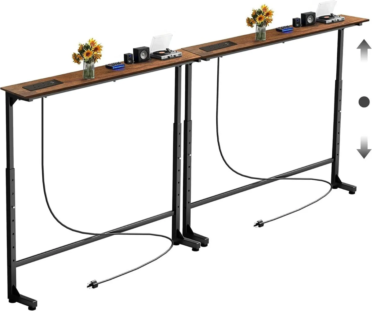 Adjustable Console Table Behind Sofa Rustic - Image 1