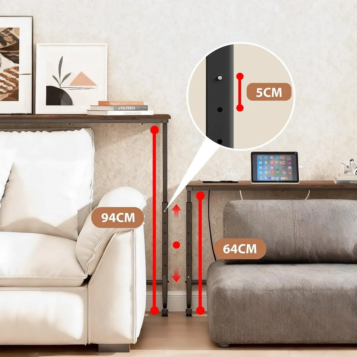 Adjustable Console Table Behind Sofa Rustic - Image 4