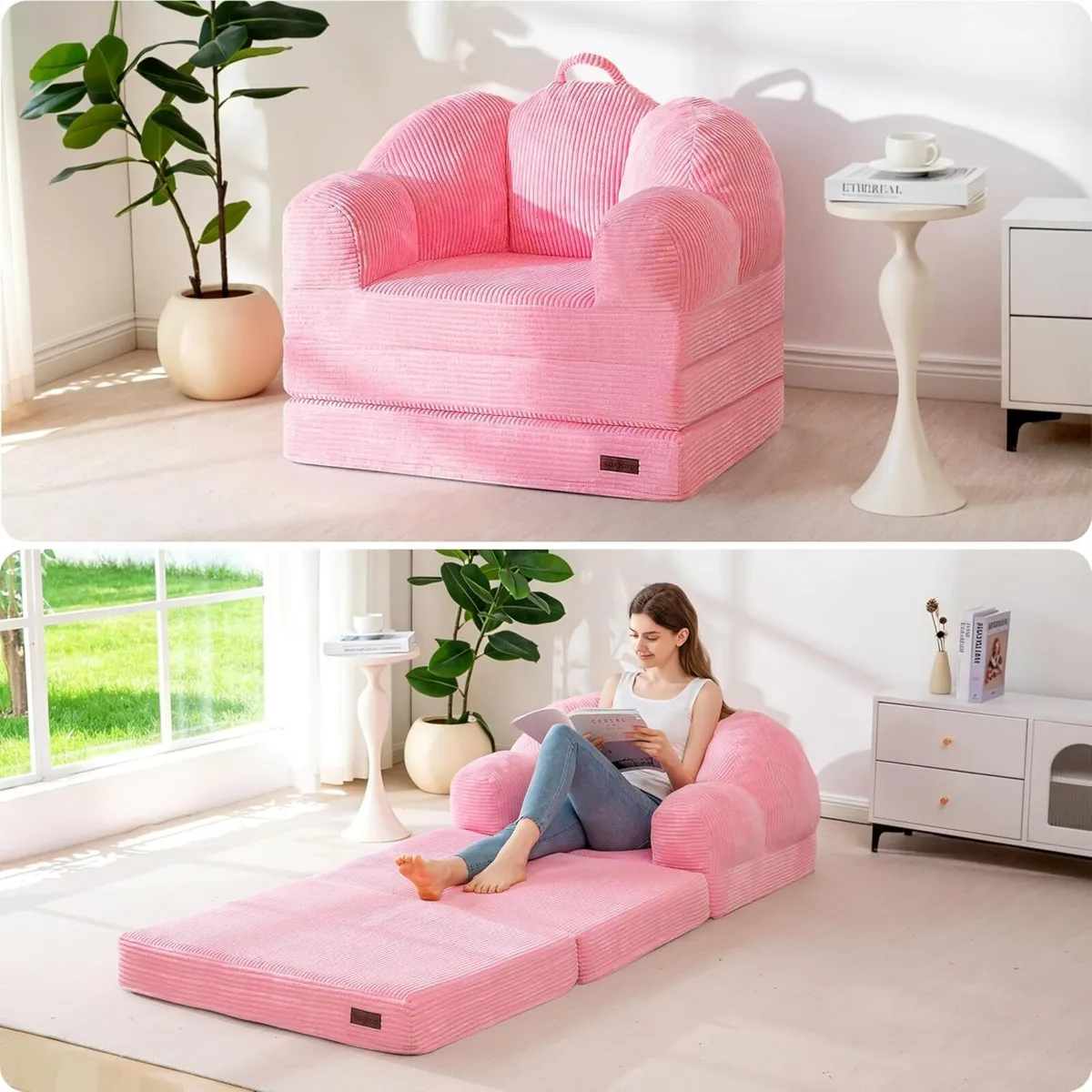Folding Sofa Bed with Backrest Floral Shaped 2 - Image 1