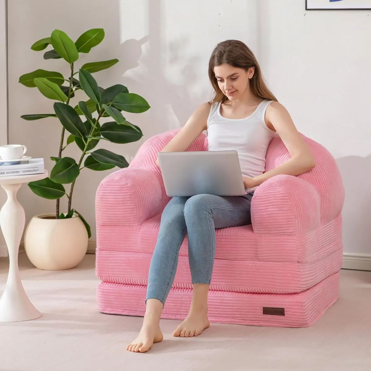 Folding Sofa Bed with Backrest Floral Shaped 2 - Image 2