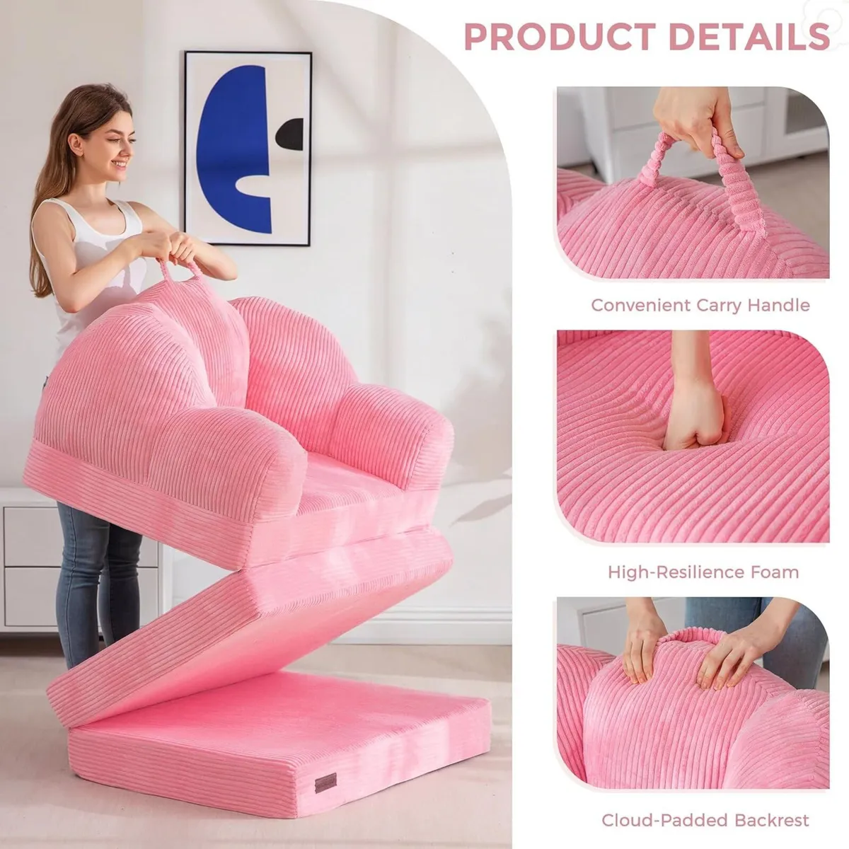 Folding Sofa Bed with Backrest Floral Shaped 2 - Image 4