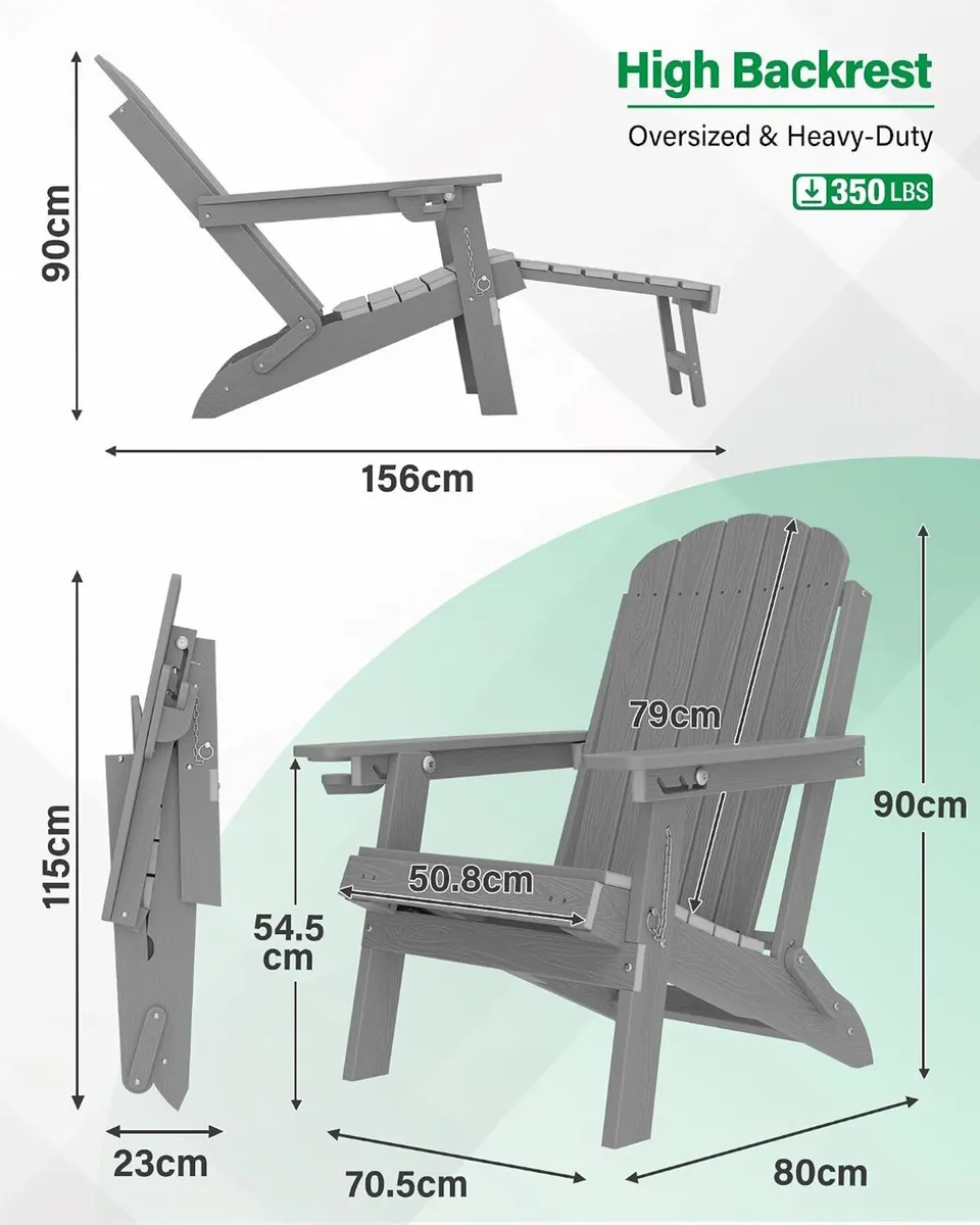 Folding Adirondack Chair for Outdoor: Sturdy - Image 2