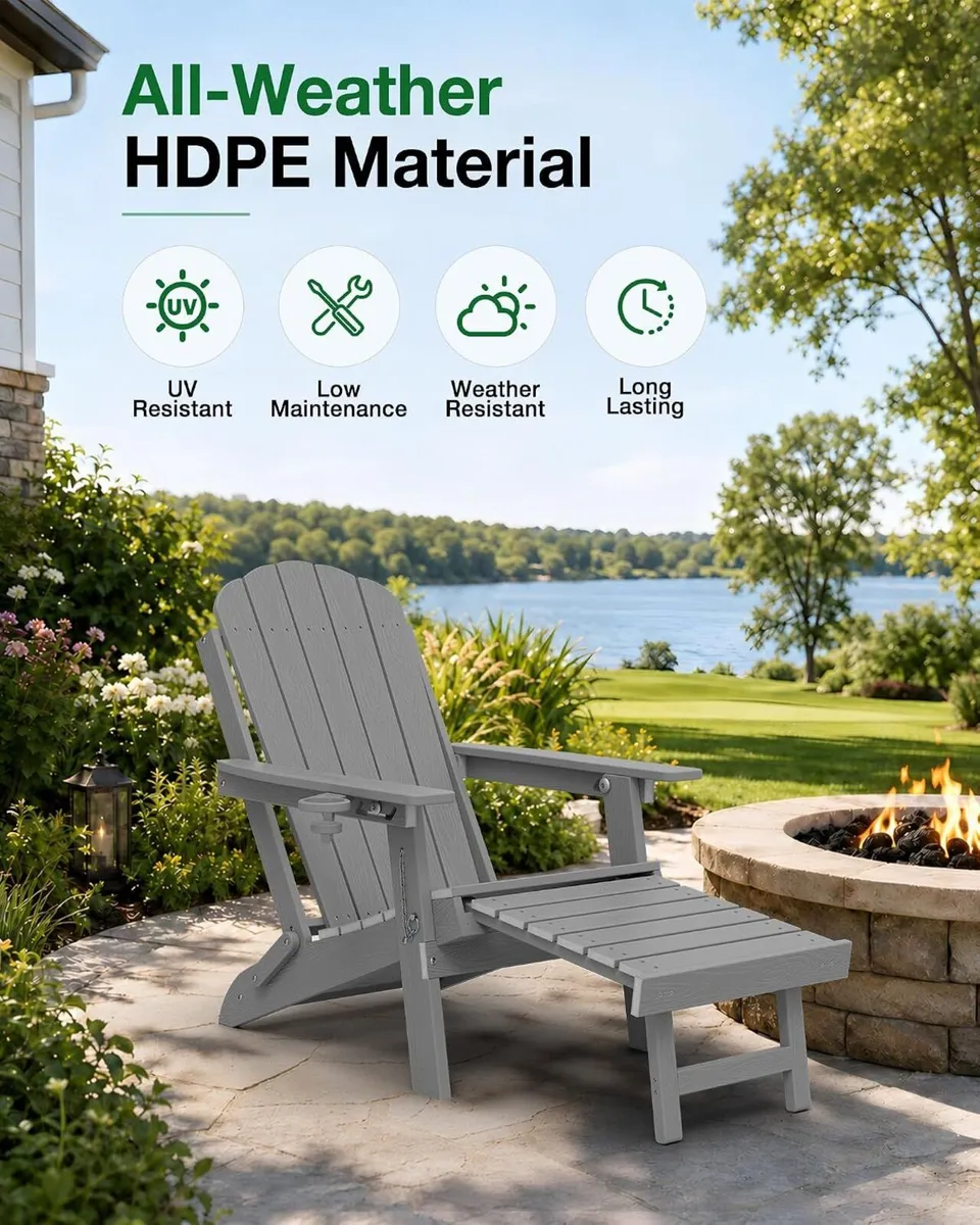 Folding Adirondack Chair for Outdoor: Sturdy - Image 3