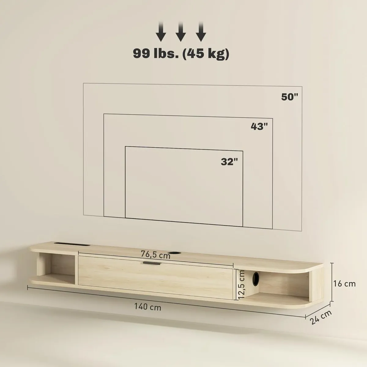 140CM Hanging TV Unit Stand for Tvs - Image 3