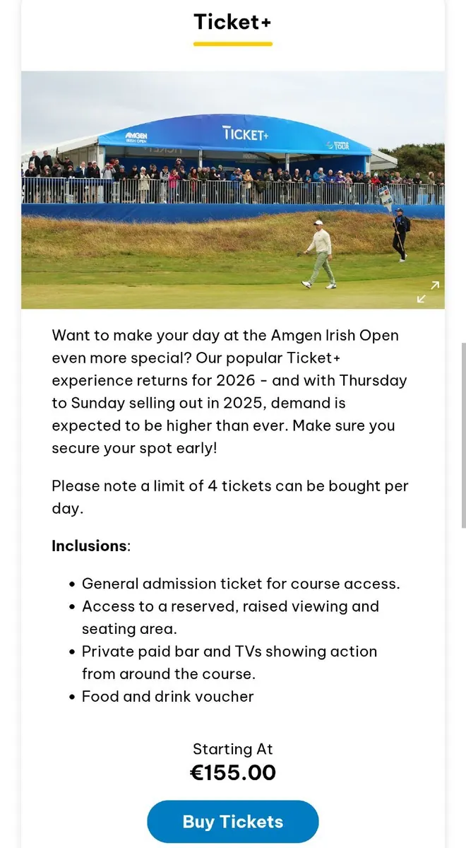 Amgen Irish Open Golf Tickets + For Sale - Image 2