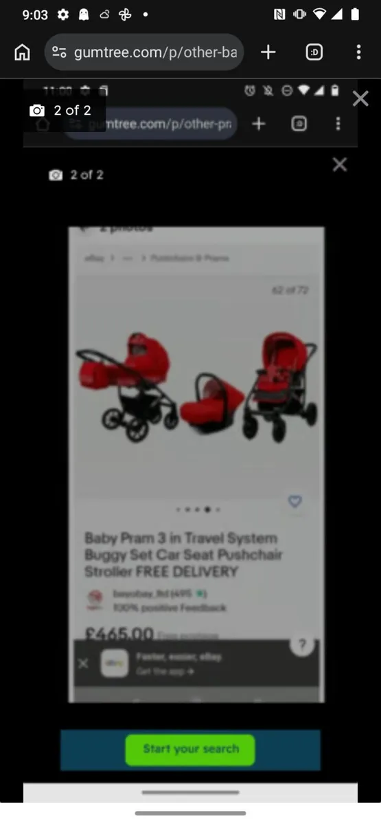 Was£465 flower Travel system/pram/car seat set - Image 2