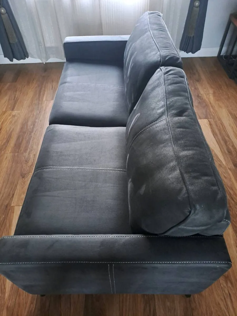 Modern Charcoal Grey Faux Suede 3+2 Sofa Set - Image 4