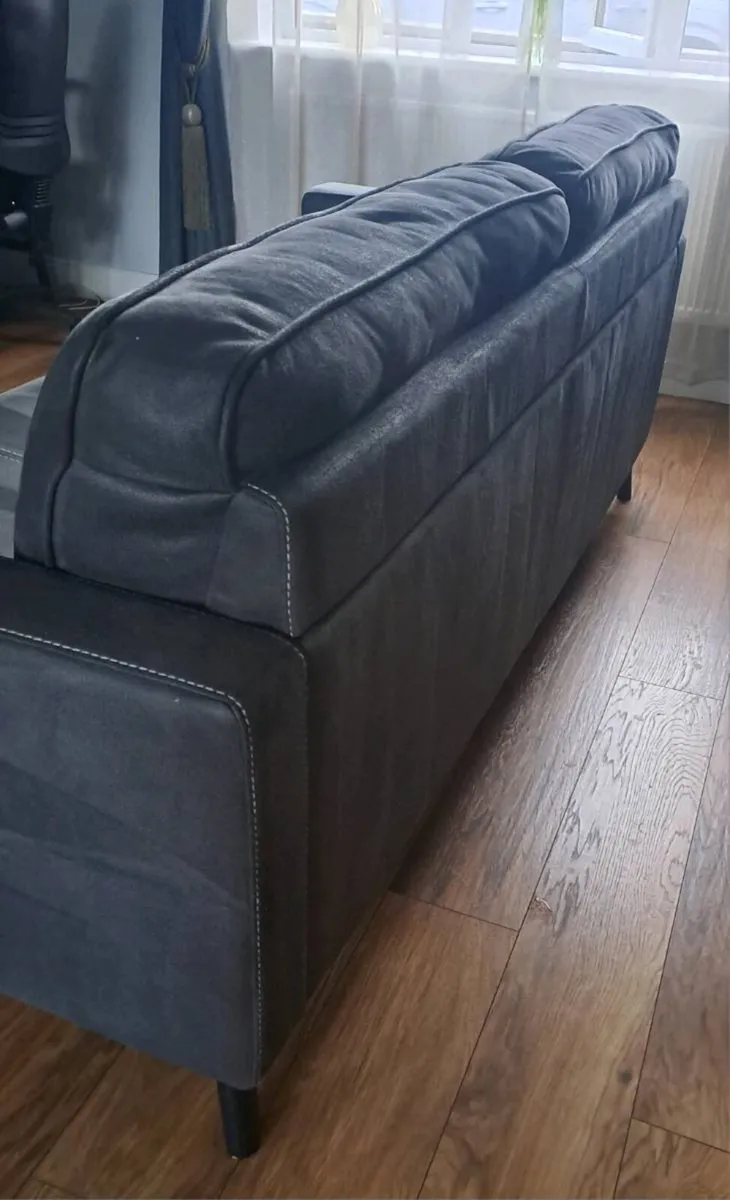 Modern Charcoal Grey Faux Suede 3+2 Sofa Set - Image 3