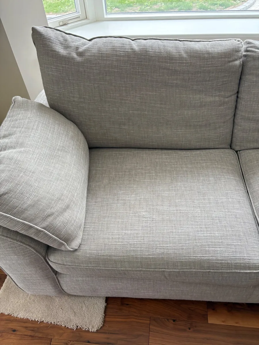 Next Light Grey Material Three Seater Couch - Image 3