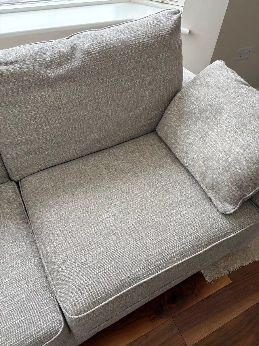Next Light Grey Material Three Seater Couch - Image 4